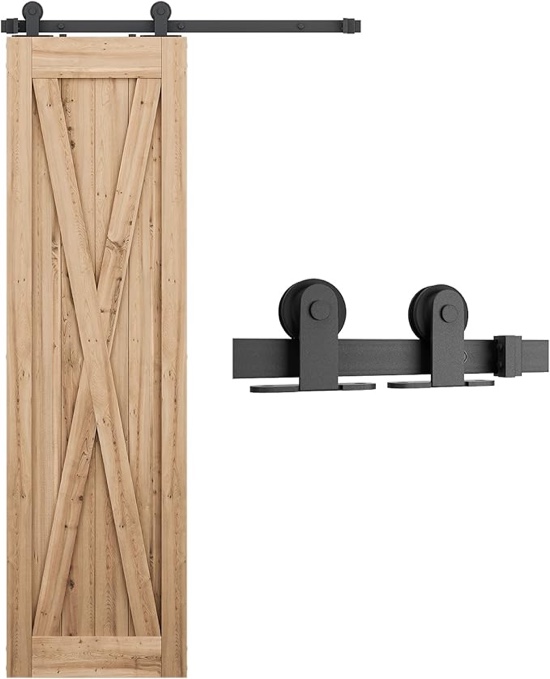 SMARTSTANDARD 4 Feet Top Mount Sturdy Sliding Barn Door Hardware Kit - Smoothly and Quietly - Simple and Easy to Install - Includes Step-by-Step Instruction - Fit 24" Wide Door Panel (T Shape)