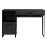 Mainstays Wood & Metal Writing Desk with 1 Drawer and 1 Door for Teens Adult, 29.92in, Espresso Finish.