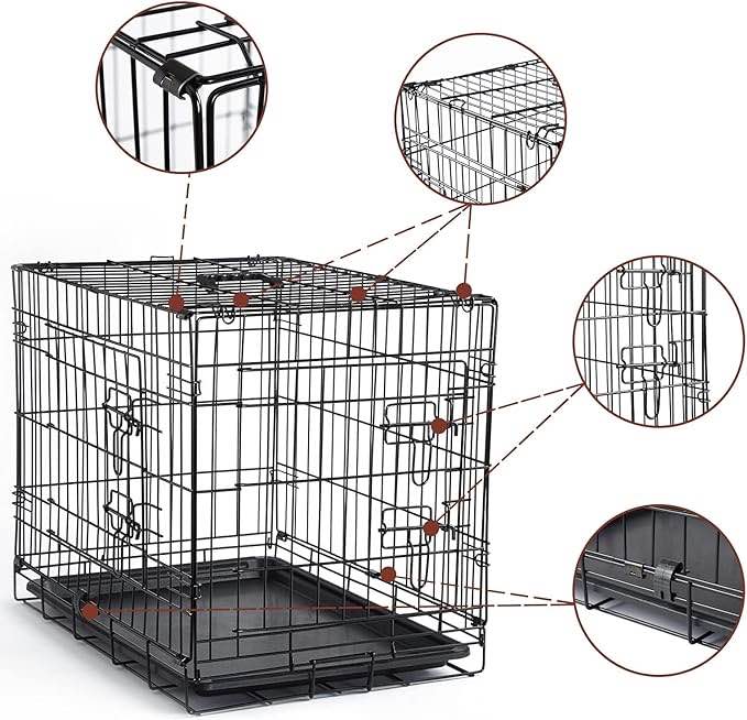 DONORO Dog Crates Kit for Small Size Dogs Indoor with Dog Crate Cover, Double Door Dog Kennels & Houses for Puppy and Cats, Collapsible Metal Contour Dog Cages (30-Inch Kit)