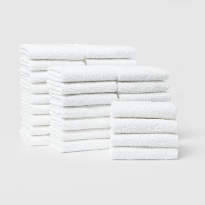 Bundle - Room Essentials Washcloth Hand Towel Set 36 Pieces White 12x12
