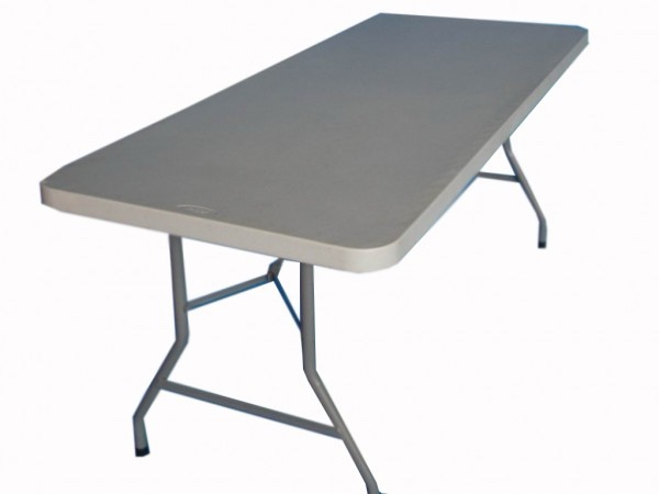 MESA PLEGABLE, SOBRE PLÁSTICO GRIS (1,80 X 0,75M.)