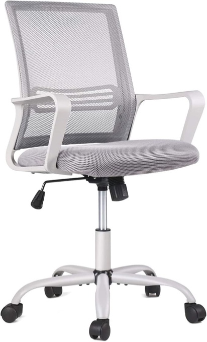 Smugdesk Ergonomic Mid Back Breathable Mesh Swivel Desk Chair with Adjustable Height and Lumbar Support Armrest for Home, Office, and Study, Gray