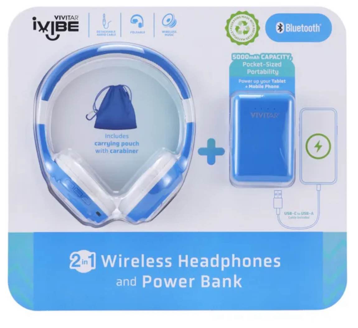iVibe 2-in-1 Headphone and Power Bank Kit- blue