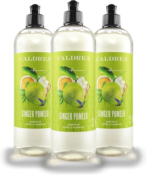 Caldrea Dish Soap, Biodegradable Dishwashing Liquid made with Soap Bark and Aloe Vera, Ginger Pomelo, 16 oz , 3 Pack