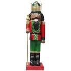African American Nutcracker Holding Staff Figurine