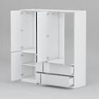 Elegant Full-Length Mirrored Wardrobe With Dual Compartments And Multiple Drawers