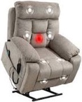 Home Manual Recliner Chair with Massage & Heating, Overstuffed Breathable Fabric Reclining Sofa incomplete Box3 Of CD0309CF21D-D099M