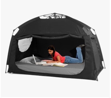 porayhut Indoor Instant Privacy Bed Tent for Sleeping,Quick Set-up Bed Canopies,Portable Bed Drapes with Large Space and 3 Doors(Starry Constellation, Full)
