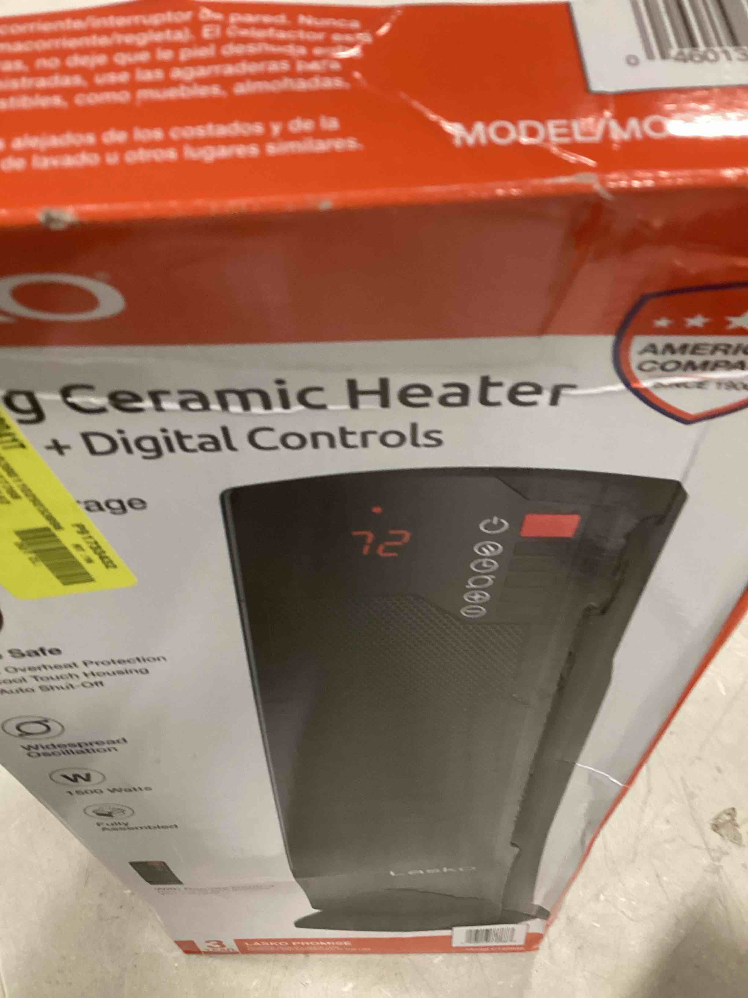 Lasko 22  1500W Oscillating Ceramic Tower Space Heater with Remote  Black  CT22835  New