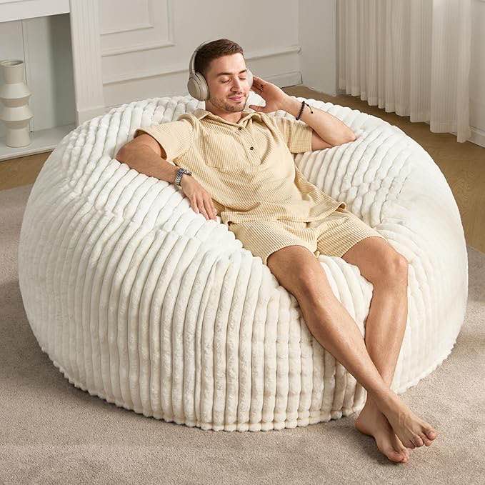 Bean Bag Chairs for Adults Large Beanbag Chair with Dutch Corded Plush Cover Big Bean Bag Chair