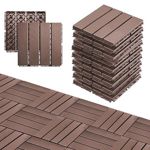 Plastic Interlocking Deck 9-Tile 12”x12” 