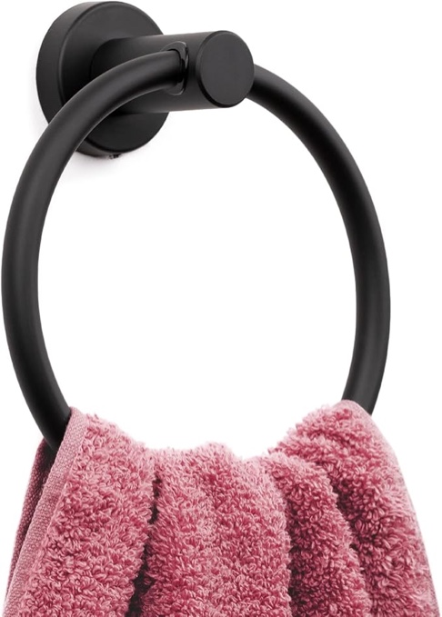 MARMOLUX ACC Matte Black Towel Ring - SUS304 Stainless Steel Wall Mounted Hand Towel Holder for Bathroom 