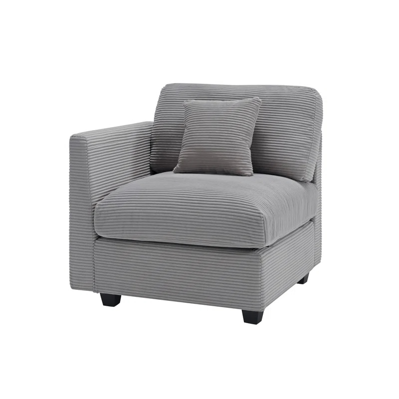 Zayva Corduroy Fabric Left Armrest Seat Module Side Chair 