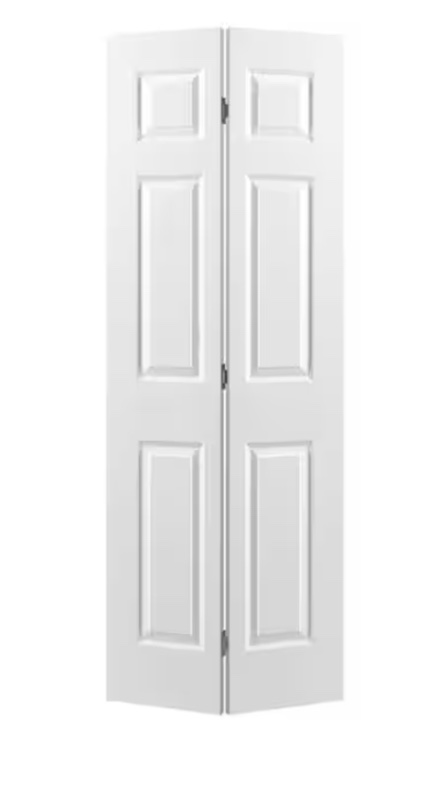 24 in. x 80 in. Textured 6-Panel Primed Hollow Core Composite Bi-fold Interior Door