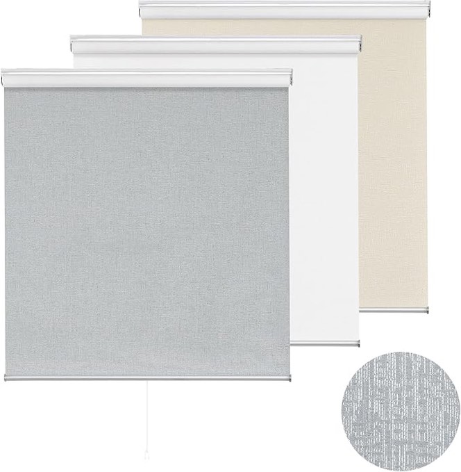 ChrisDowa100% Blackout Roller Shade, Striped Jacquard Thermal Insulated, UV, 65" W x 72" H