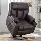 37.8" Wide Super Soft and Oversize Leather Power Lift Assist Massage Heat Recliner with USB & Dual Cupholders