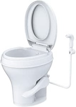 (similar) SEAFLO RV Toilet - Standard Height, Gravity Flush, Foot Pedal, Soft Close Lid with Sprayer Attachment