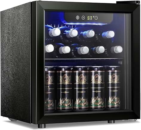 Antarctic Star 12 Bottle 48 Can Beverage Refrigerator Cooler - Mini Fridge Glass Door for Beer Soda Drinks or Wine,Freestanding Beverage Fridge for Home and Bar with Adjustable Shelving, 1.3 Cu. Ft.