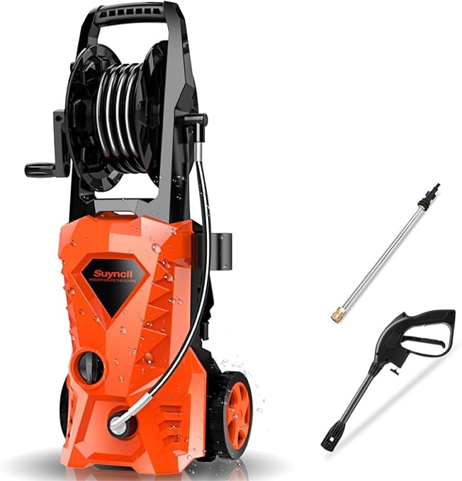 Suyncll Pressure Washer, Electric Power Washer, 1800W High Pressure Washer, 1.8GPM Power Washer with 5 Tips, Portable Pressure Washer with Foam Cannon for Patio Porch Garden, Yellow