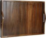 20 Inch Ottoman Tray for Living Room, Large Wooden Serving Tray with Handles, Coffee Table Tray Rustic Decorative Tray for Breakfast in Bed, Dinner Food Kitchen TV, Dark Brown 20"x14"