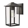 1-Light 12 in. Bronze Hardwired Classic Outdoor Wall Lantern Sconce Light with Clear Glass