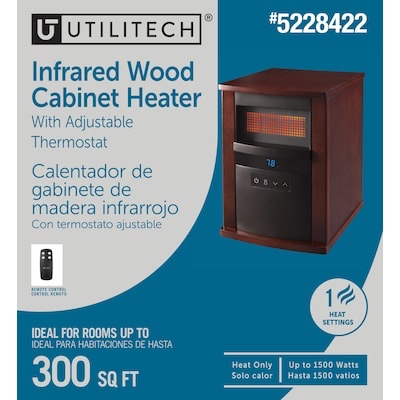 Utilitech Up to 1500-Watt Infrared Quartz Cabinet Indoor Electric Space Heater with Thermostat and 