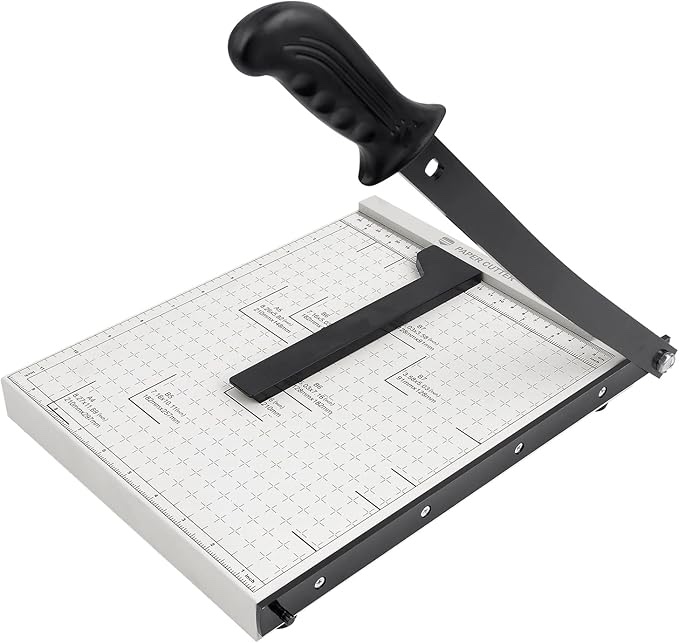 Guillotine Paper Cutter, 12 Inch Heavy Duty Guillotine, 12 Sheet Capacity Stack Paper Trimmer with Safety Blade Lock, 12" Cutting Length and Paper Cutter Slicer for Office Home School