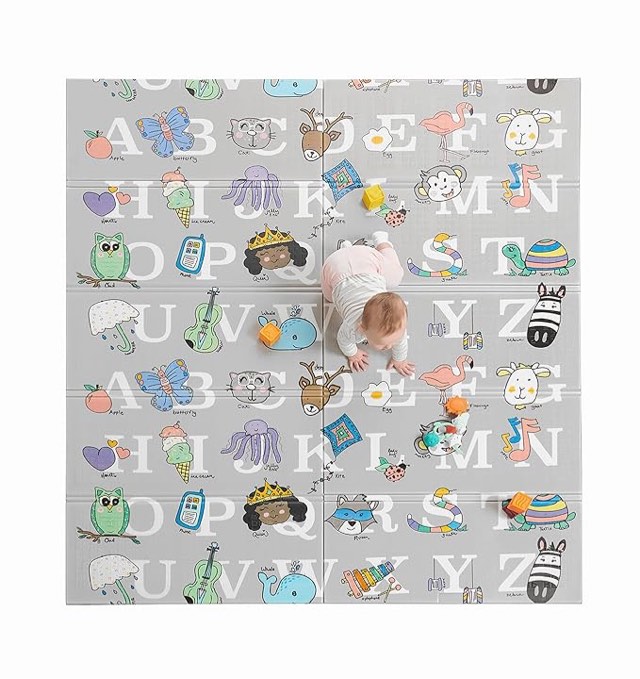 Regalo Sensory & Learning My Play Mat, Foldable & Reversable, Waterproof, Gray, Extra Large, 77" x71