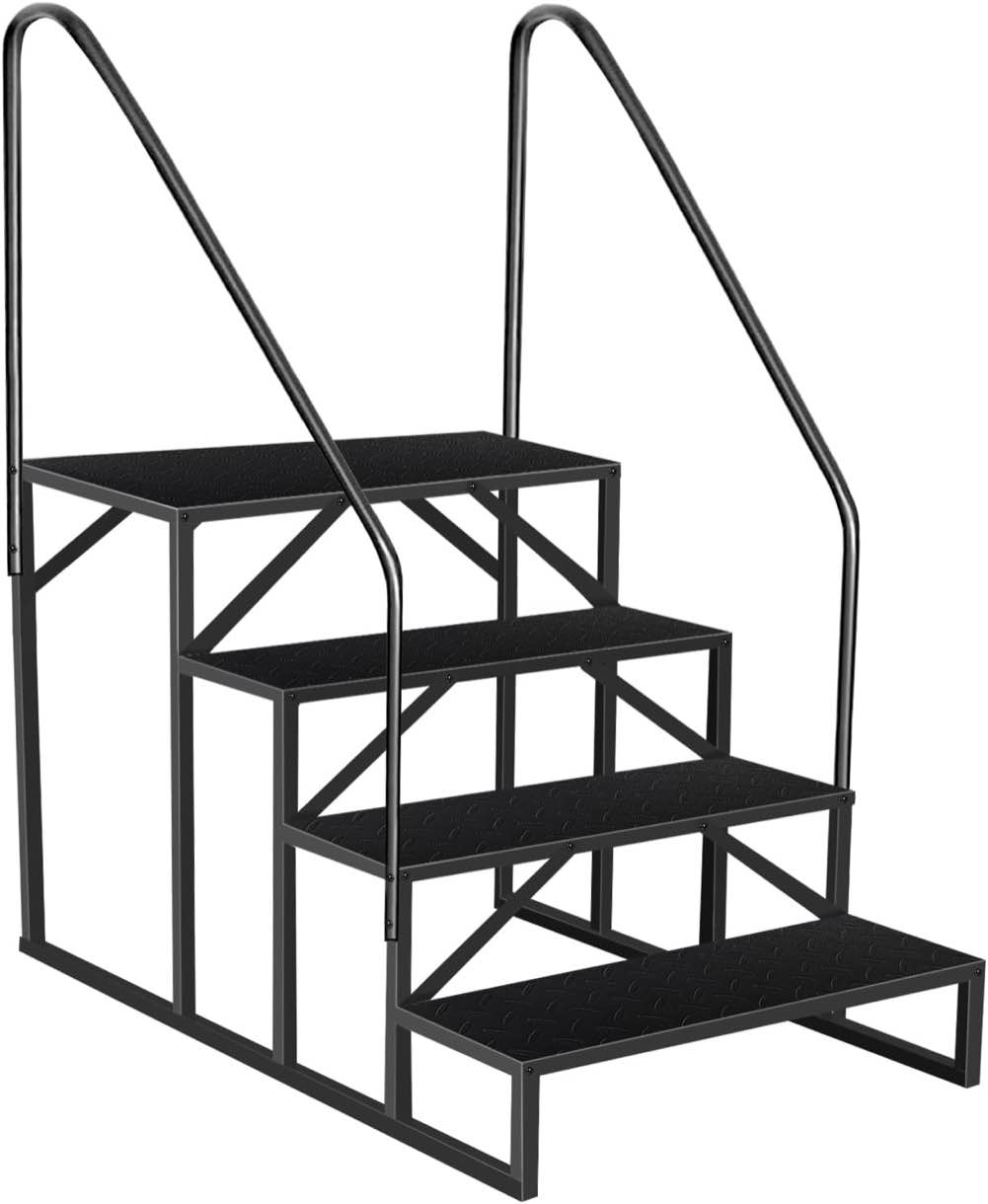 4 step Stairs. 4 Step RV Stairs with 2 Handrails?Update 3.0 Outdoor RV Steps with Anti-Slip Pedals?Outdoor Steps for Travel Trailers?Heavy Duty Mobile Home Stairs for Camper, Porch, Spa