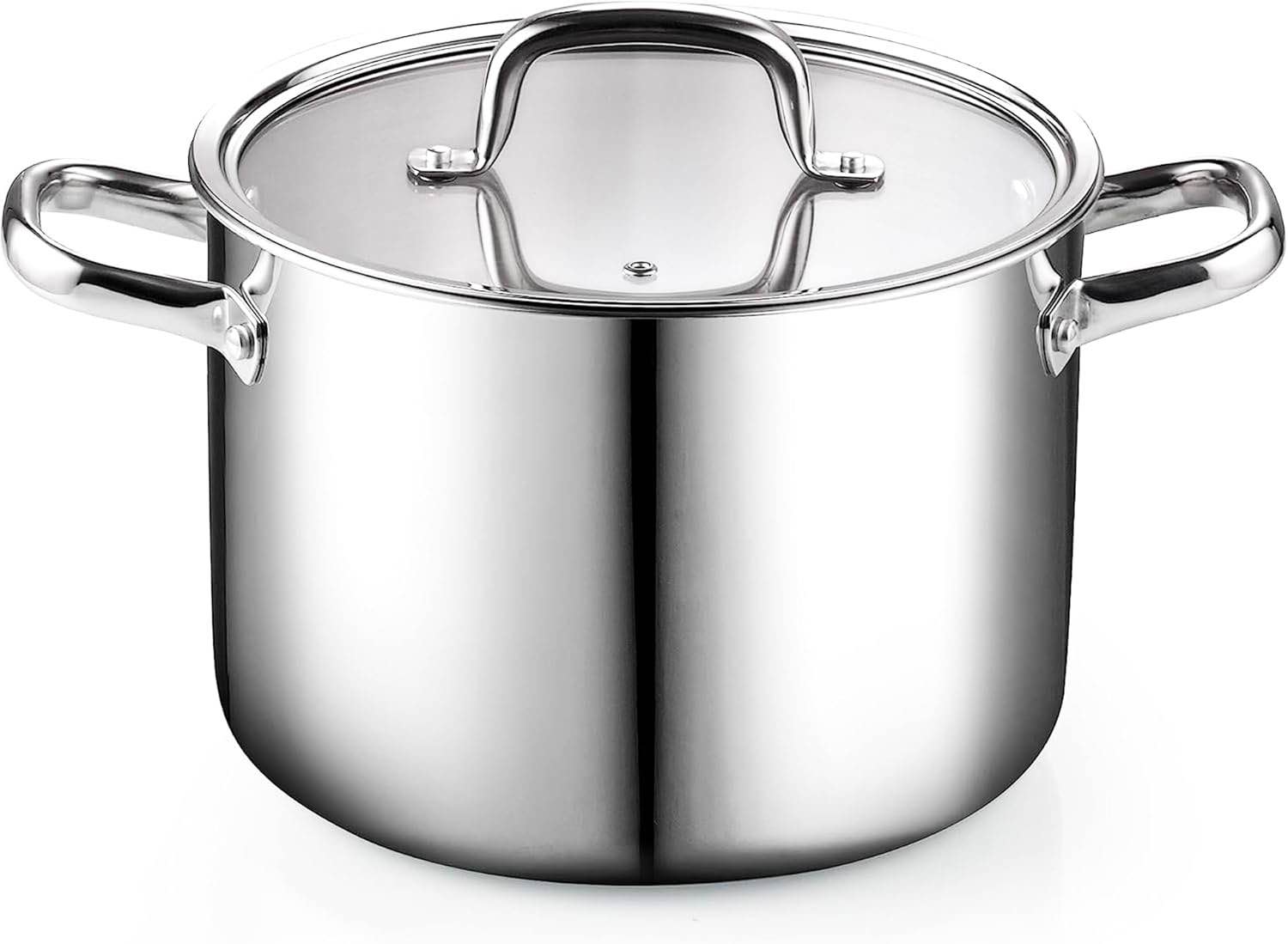 stockpot stainless steel. Cook N Home Stainless Steel Stockpot 8 Quart, Tri-Ply Clad Stock Pot with Glass Lid, Silver