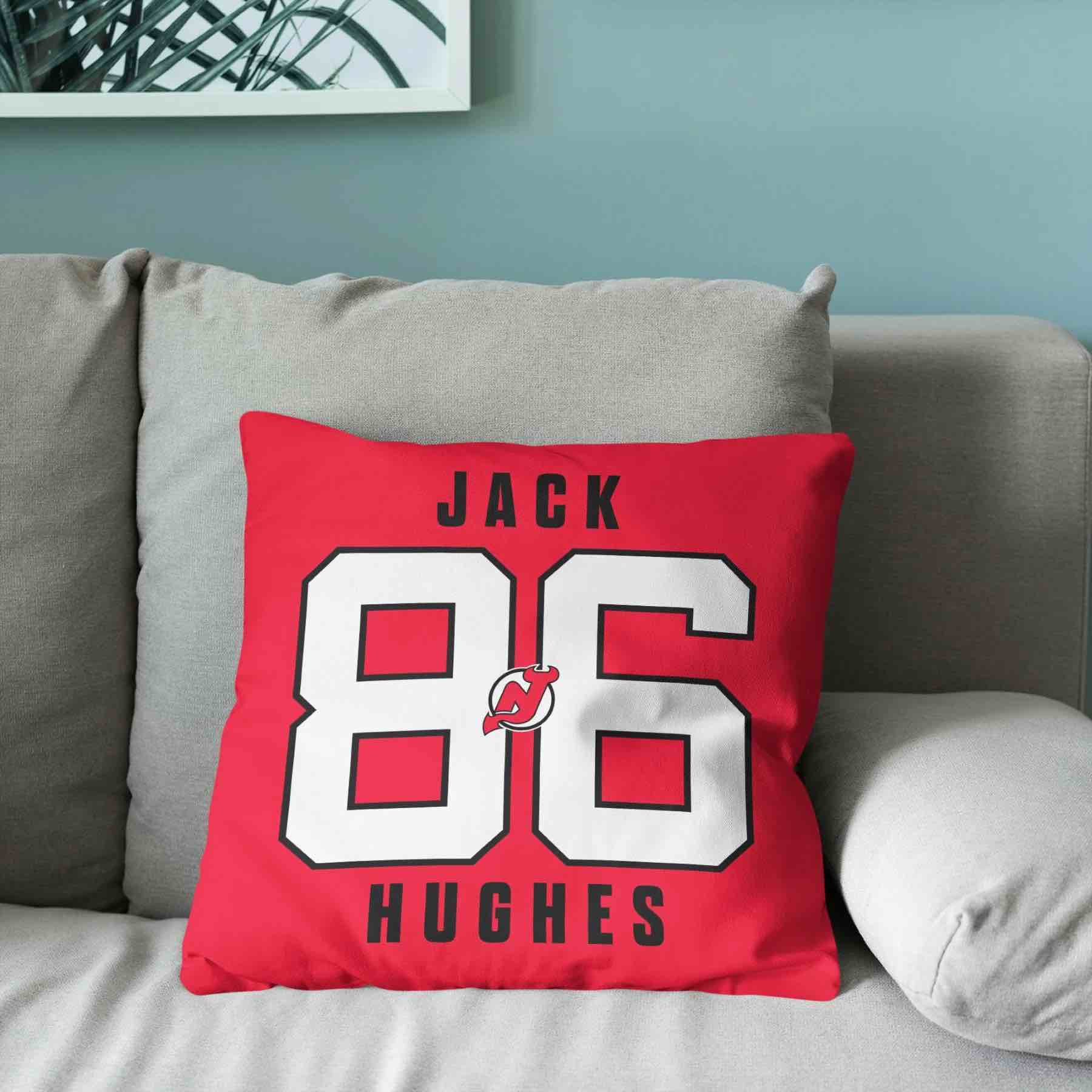 New Jersey Devils Jack Hughes NHL Throw Pillow 18X18 Inches I