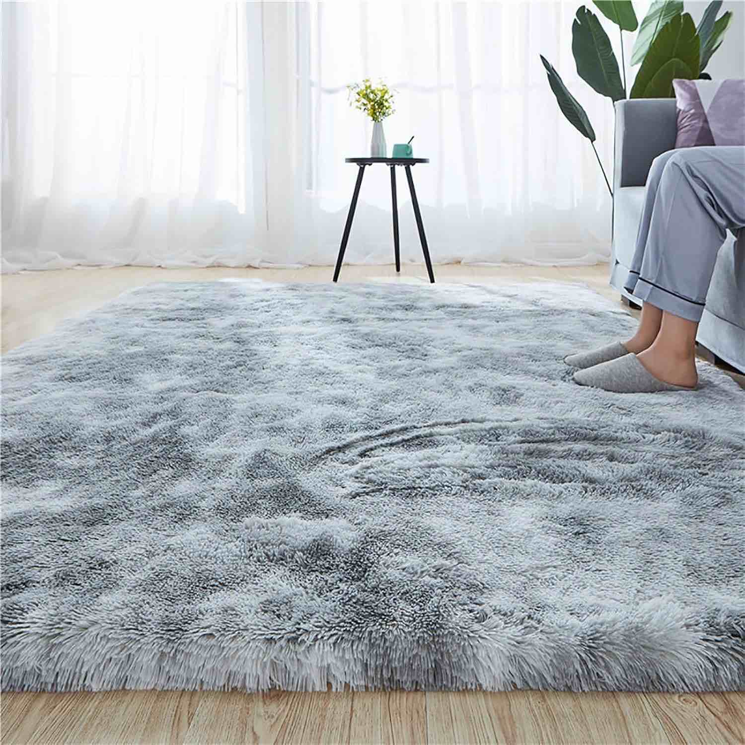 Area Rugs Living Room,Fluffy Living Room Carpets,Aesthetic Non-Slip Furry Shag Throw Rugs for Dorm,Large Rug Machine Washable,Durable for Kids and Pets,Non-Shedding. (Color : Gray, Size : 120x200CM