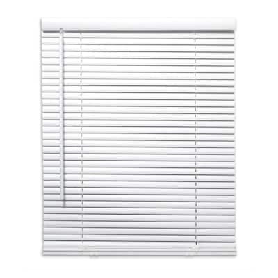 Project Source 1-in Slat Width 43-in x 64-in Cordless White Vinyl Light Filtering Mini Blinds