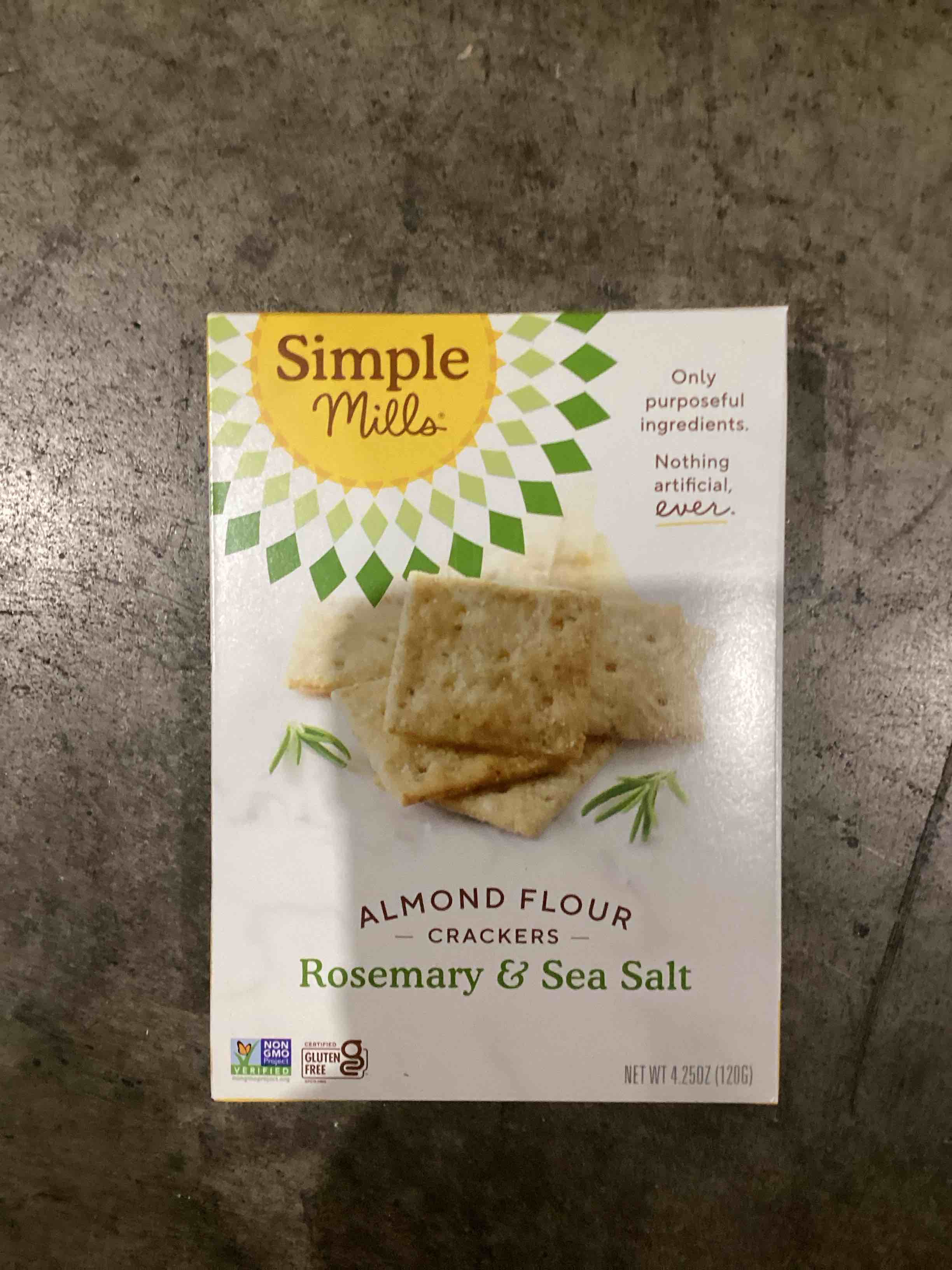 Simple Mills Almond Flour Crackers, Rosemary & Sea Salt - Gluten Free, Vegan, Healthy Snacks, 4.25 Ounce (Pack of 6)