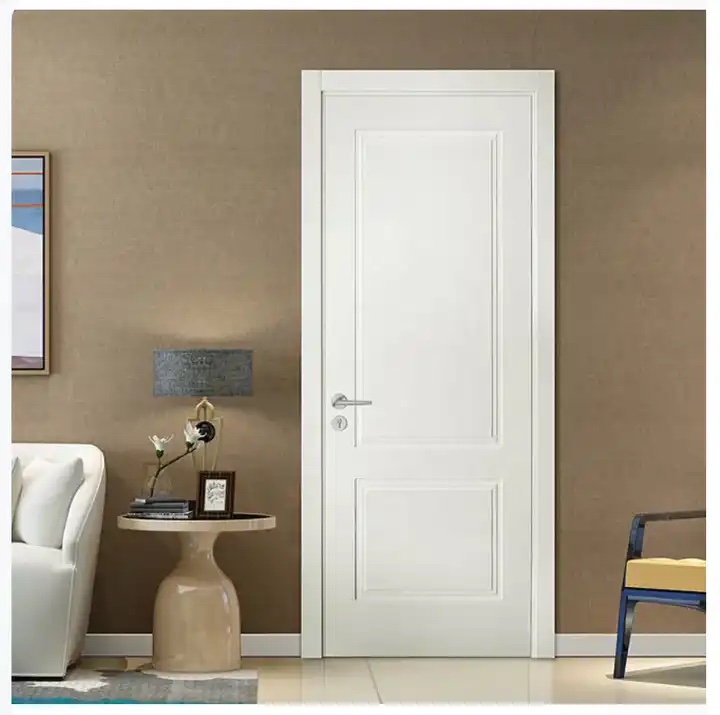 Puerta de madera moldeada con imprimación blanca para interiores, diseño de puerta moderno, para casa