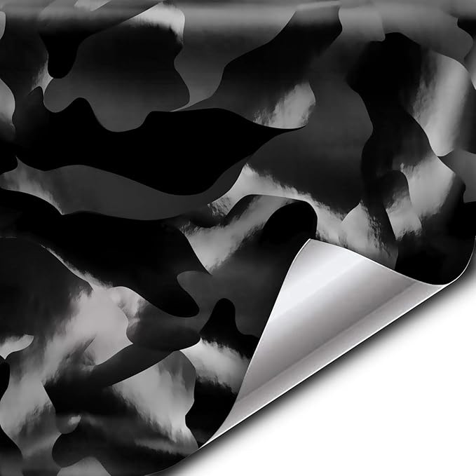 VViViD+ Stealth Edition Camouflage Vinyl Wrap (1.5ft x 5ft, Large Black Stealth)