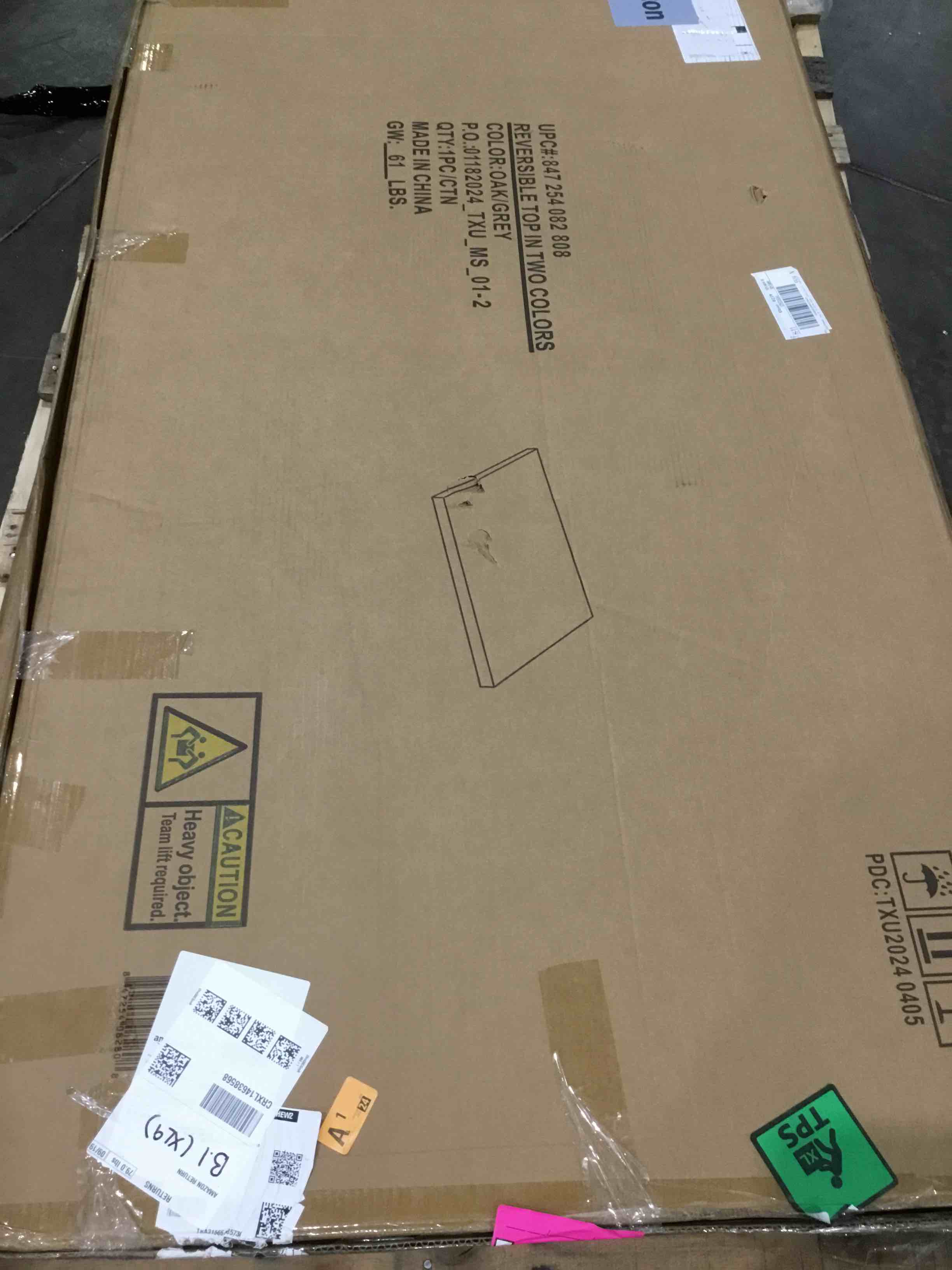 Reversible Laminate Table Tops top in two colors oak/grey