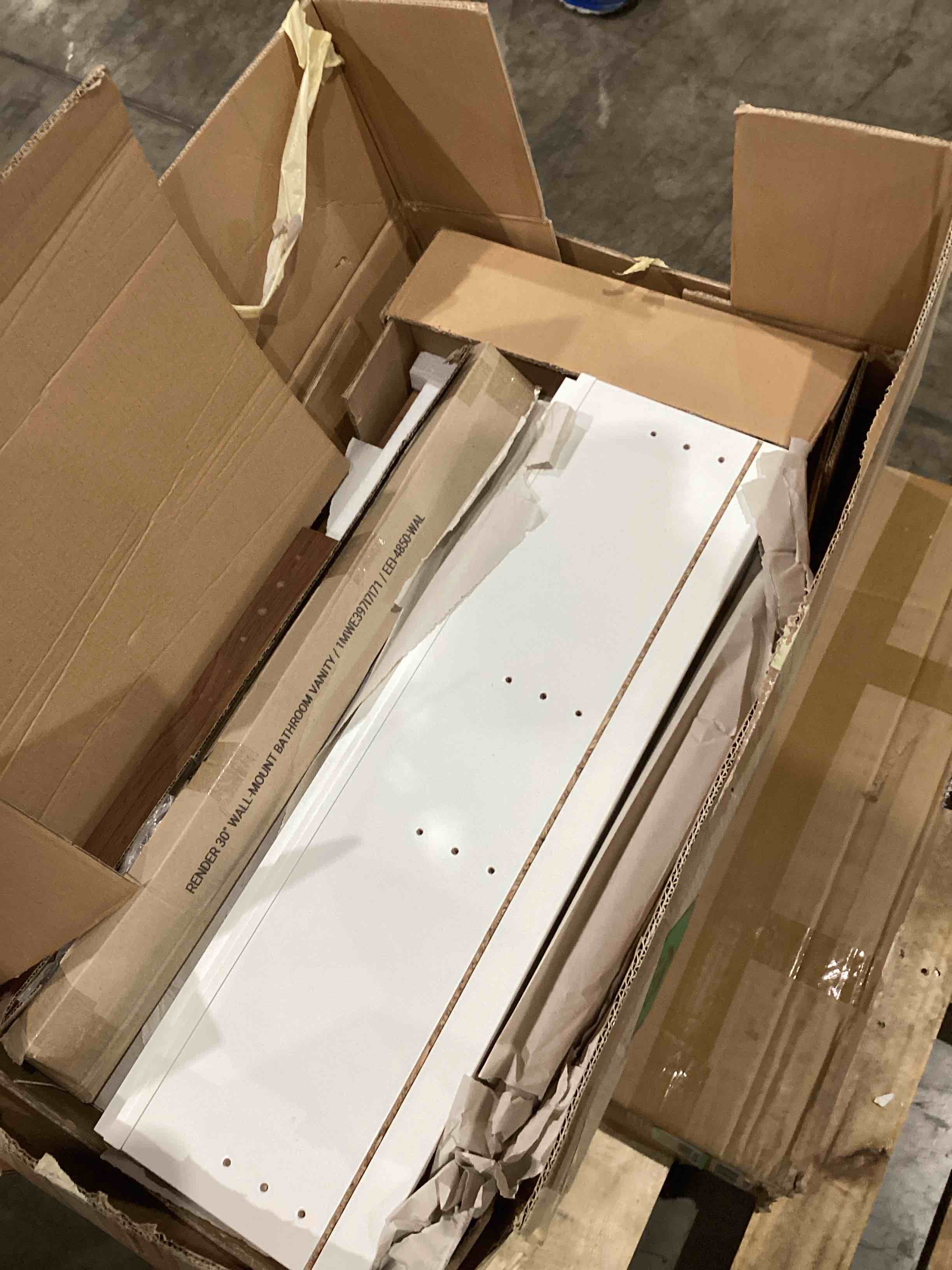 Tocador flotante de 30 pulgadas con fregadero, fregadero individual de 30 pulgadas montado en la pared, con 2 puertas y lavabo de cerámica blanca (027-30)