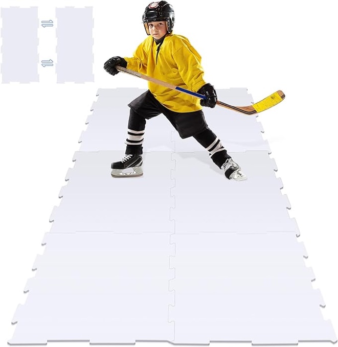 Hockey Ice Tiles, 19 x 38 Inch Large Synthetic ice Tiles Artificial Double Sided Hockey Shooting Pads outdoo Rink for Shooting Passing Practices