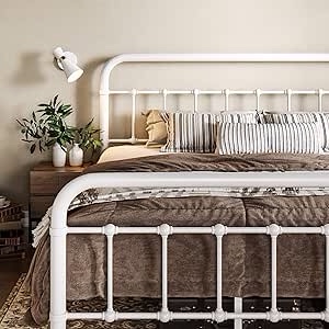 *SIMILAR STYLE TO STOCK PHOTO*  art of living White metal queen sized bedframe * missing peices*