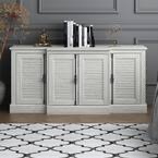 4 door wide accent sideboard , dusty grey *similar to stock photo only color difference , BROKEN PEICES* 