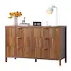 *similar to stock photo*Walnut Wooden 6 Drawer Nightstand Long-Side Cabinet Storage Dresser Cabinet