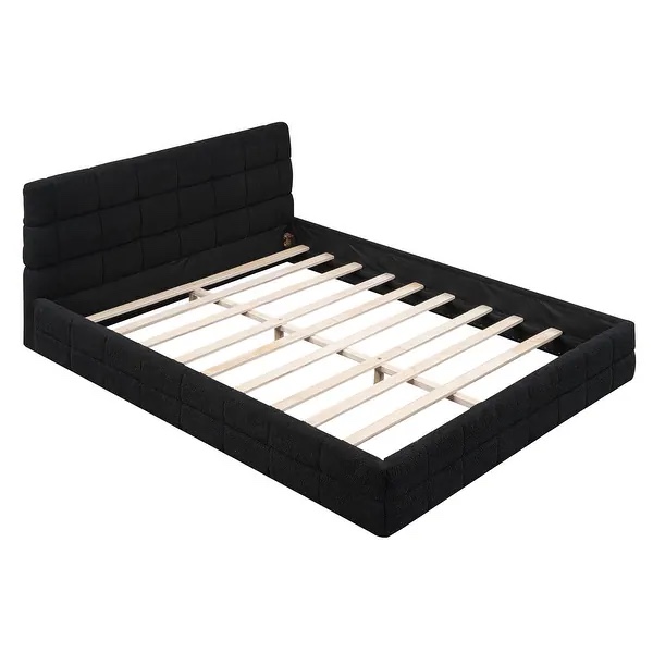 *similar to stock photo*blue*missing parts*Queen Size Upholstered Platform Bed with Headbo