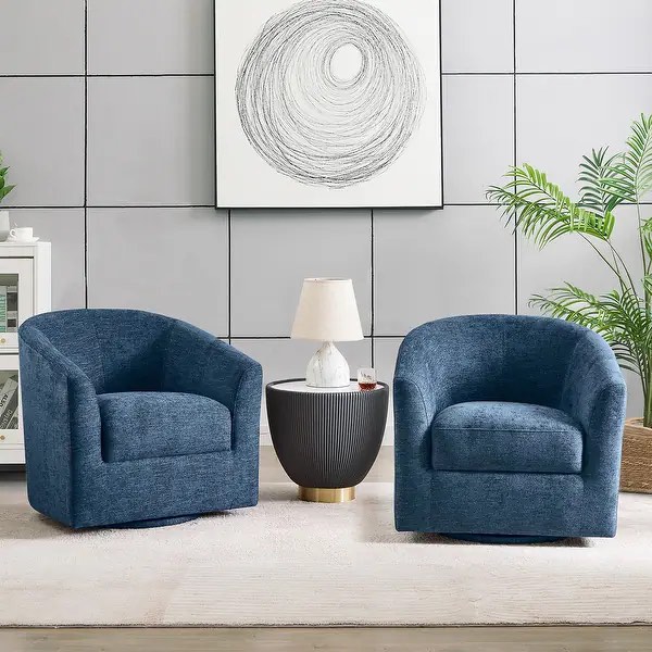 *incomplete*missing box*similar to stock photo*Cuenca Modern Upholstered Barrel Chair with Swivel Base Set of 2