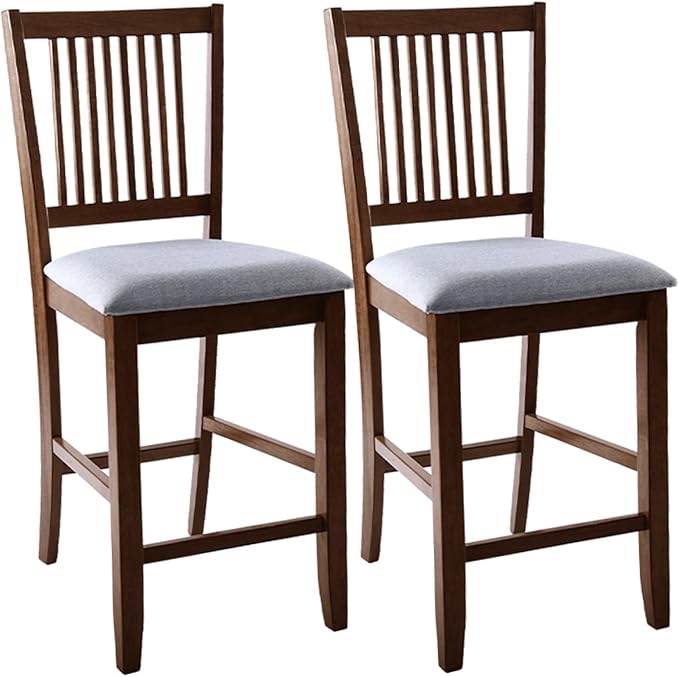*missing box*one chair only*DUHOME Wood Bar Stools Set of 2, Counter Height Chairs Upholstered Barstool with Backrest Farmhouse Counter Stools for Kitchen Islands, Rustic Walnut