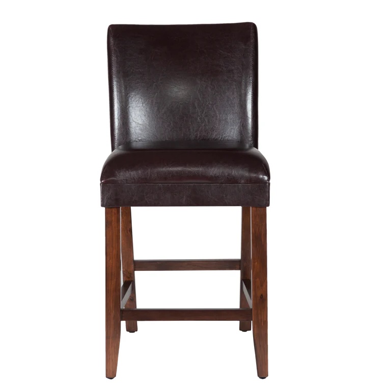 24" Barstool - Luxury Brown Faux Leather