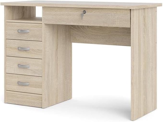 *similar to stock photo*may be missing pieces*Tvilum Walden Desk with 5 Drawers, Oak Structure