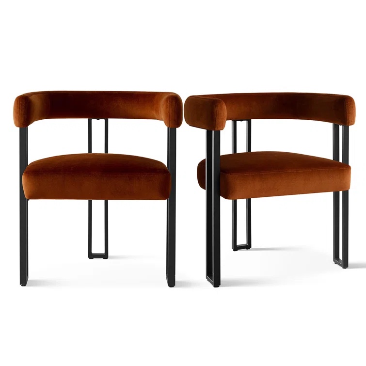 Dulcine 18.5" Seat Height Velvet Upholstered Kitchen Dining Armchair