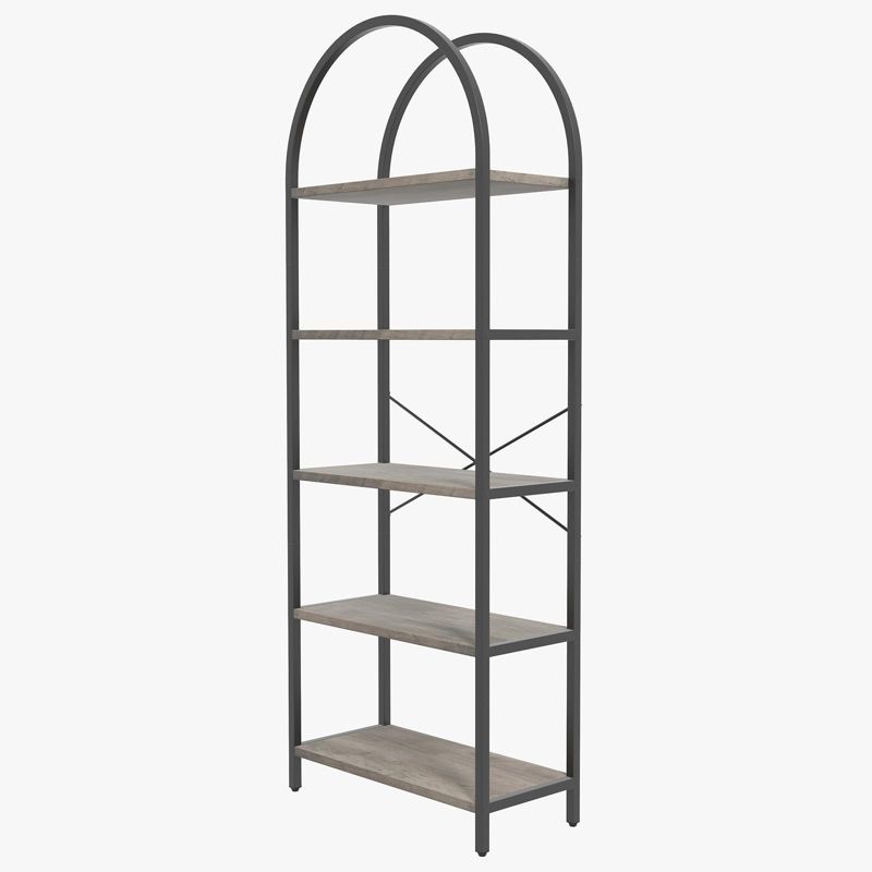 CuisinSmart 5-Tier Arched Open Display Racks, Industrial Freestanding Bookshelves, Tall Storage Rack Organizer for Bedroom Living Room Office