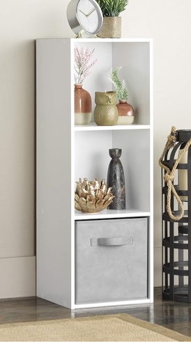 whitmor 3 cube storage organizer, 3 tier stackable mdf wood bookcase, open storage display bookshelf, storage cabinet for living room, bedroom, home, office, 12.2" l x 11.7" w x 35.88" h, white